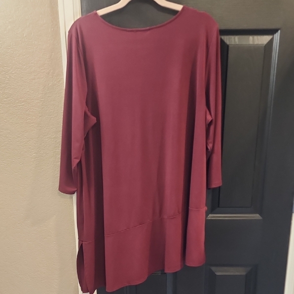 🩶Cato Purple and Pink Tunic 3/4 Sleeve Relaxed Fit - Picture 3 of 3